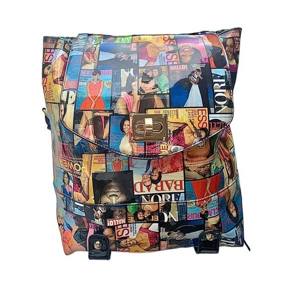 Michelle Obama Glossy Magazine Cover Collage Backpack - Picture 2 of 15